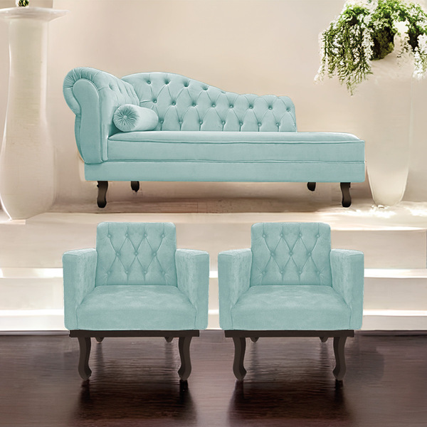 Kit Diva Recamier Diana 160cm Lado Direito E 02 Poltronas Cla