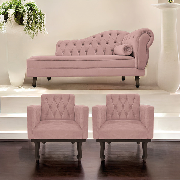 Kit Diva Recamier Diana 160cm Lado Esquerdo E 02 Poltronas Cl