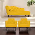 Kit Diva Recamier Diana 185cm Lado Direito E 02 Poltronas Cla