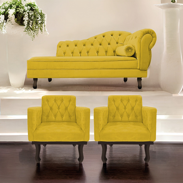 Kit Diva Recamier Diana 185cm Lado Esquerdo E 02 Poltronas Cl