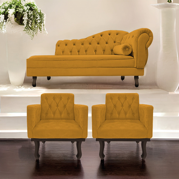 Kit Diva Recamier Diana 185cm Lado Esquerdo E 02 Poltronas Cl