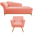 Kit Diva Recamier Vanessa 140cm Lado Direito E 01 Poltrona La