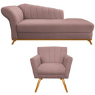 Kit Diva Recamier Vanessa 140cm Lado Direito E 01 Poltrona La