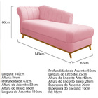 Kit Diva Recamier Vanessa 140cm Lado Direito E 02 Poltronas L