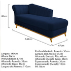 Kit Diva Recamier Vanessa 140cm Lado Direito E 02 Poltronas L