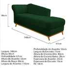 Kit Diva Recamier Vanessa 140cm Lado Direito E 02 Poltronas L