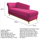 Kit Diva Recamier Vanessa 140cm Lado Direito E 02 Poltronas L