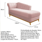 Kit Diva Recamier Vanessa 140cm Lado Direito E 02 Poltronas L