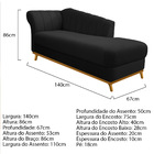 Kit Diva Recamier Vanessa 140cm Lado Direito E 02 Poltronas L