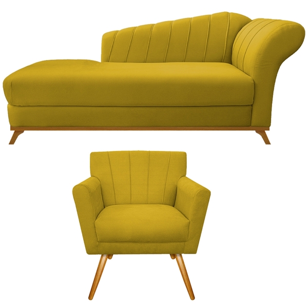 Kit Diva Recamier Vanessa 140cm Lado Esquerdo E 01 Poltrona L