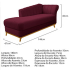 Kit Diva Recamier Vanessa 140cm Lado Esquerdo E 02 Poltronas