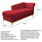 Kit Diva Recamier Vanessa 140cm Lado Esquerdo E 02 Poltronas