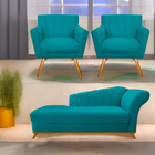 Kit Diva Recamier Vanessa 140cm Lado Esquerdo E 02 Poltronas