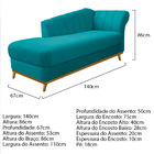 Kit Diva Recamier Vanessa 140cm Lado Esquerdo E 02 Poltronas
