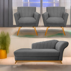 Kit Diva Recamier Vanessa 140cm Lado Esquerdo E 02 Poltronas