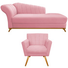 Kit Diva Recamier Vanessa 160cm Lado Direito E 01 Poltrona La