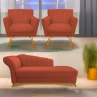 Kit Diva Recamier Vanessa 160cm Lado Direito E 02 Poltronas L