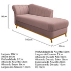 Kit Diva Recamier Vanessa 160cm Lado Direito E 02 Poltronas L