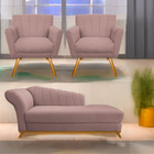 Kit Diva Recamier Vanessa 160cm Lado Direito E 02 Poltronas L