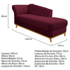 Kit Diva Recamier Vanessa 160cm Lado Direito E 02 Poltronas L