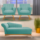 Kit Diva Recamier Vanessa 160cm Lado Direito E 02 Poltronas L