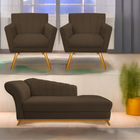 Kit Diva Recamier Vanessa 160cm Lado Direito E 02 Poltronas L