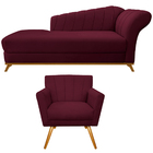 Kit Diva Recamier Vanessa 160cm Lado Esquerdo E 01 Poltrona L