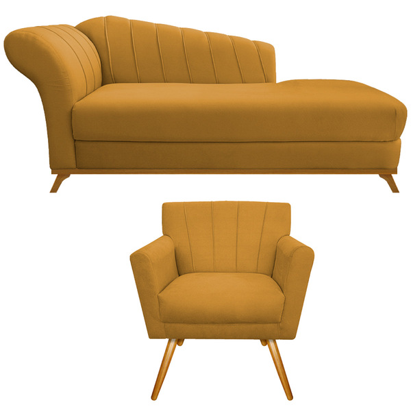 Kit Diva Recamier Vanessa 185cm Lado Direito E 01 Poltrona La