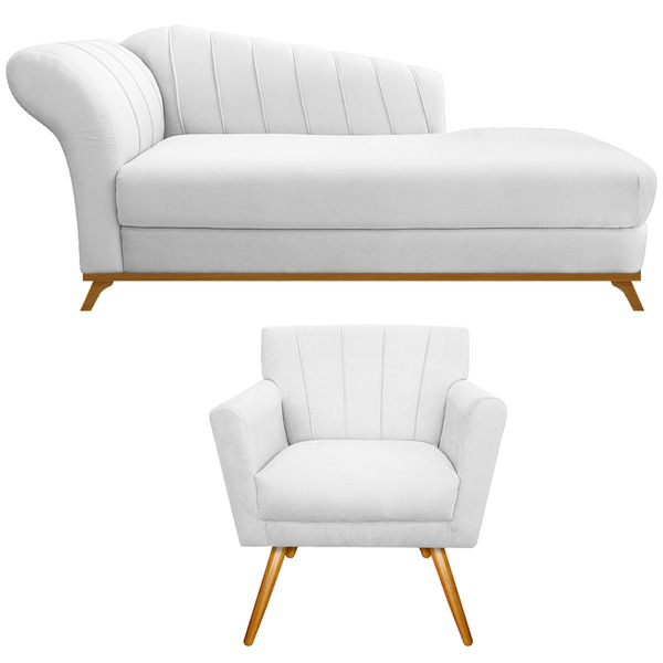 Kit Diva Recamier Vanessa 185cm Lado Direito E 01 Poltrona La