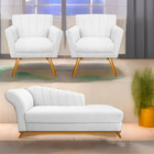 Kit Diva Recamier Vanessa 185cm Lado Direito E 02 Poltronas L