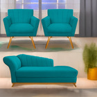 Kit Diva Recamier Vanessa 185cm Lado Direito E 02 Poltronas L