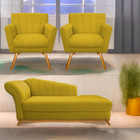 Kit Diva Recamier Vanessa 185cm Lado Direito E 02 Poltronas L