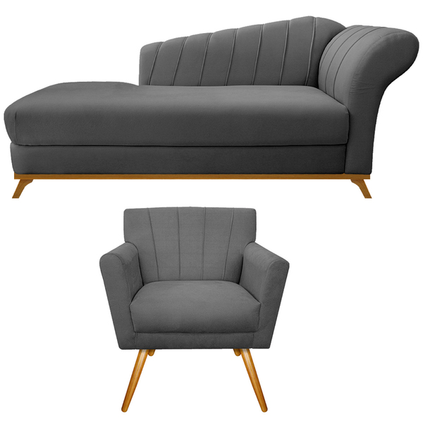 Kit Diva Recamier Vanessa 185cm Lado Esquerdo E 01 Poltrona L