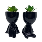 Kit Dois Vasos Bob Em Cerâmica Com Suculenta Artificial