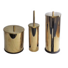 Kit Dourado Lixeira Dourada+escova Sanitária+porta Papel