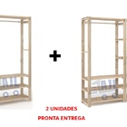 Kit Duas Araras Duplas/simples Madeira Pinus Multiuso - Lar D