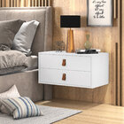 Kit Duas Mesa De Cabeceira Com 2 Gavetas Unic 60cm Cor Branco