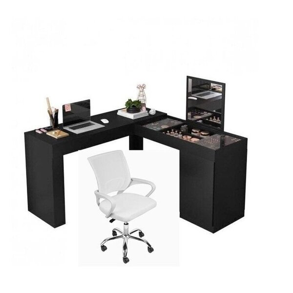 Kit Duas Peças 1 Mesa Escrivainha Penteadeira Com Espelho E 1