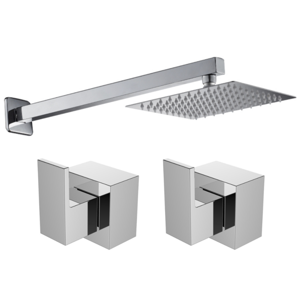 Kit Ducha 20x20 Slim De Parede Cromado+acabam Registro