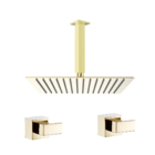 Kit Ducha 20x20 Slim De Teto+acabamento Registro Dourado