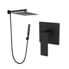 Kit Ducha Desviador 20x20 Black Matte Preto Acab Monocomando