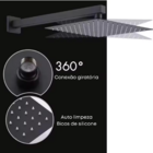 Kit Ducha Desviador 20x20 De Parede Preto + Acabam Registro
