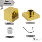 Kit Ducha Higiênica Quadrada Dourada/gold + Acabamento De Reg