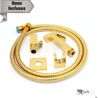 Kit Ducha Higiênica Quadrada Dourada/gold + Acabamento De Reg