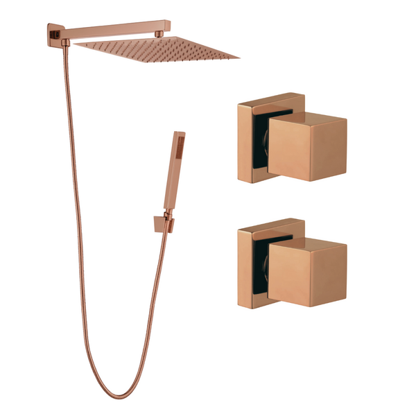 Kit Ducha Quadrada 20x20 Slim desviador+2 Acabamentos para Re