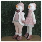 Kit Dupla Boneco Natal Boneco De Neve Rosa Natalino