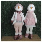 Kit Dupla Boneco Natal Boneco De Neve Rosa Natalino