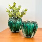 Kit Dupla Vasos Murano Decorativos Make Verde De Cristal