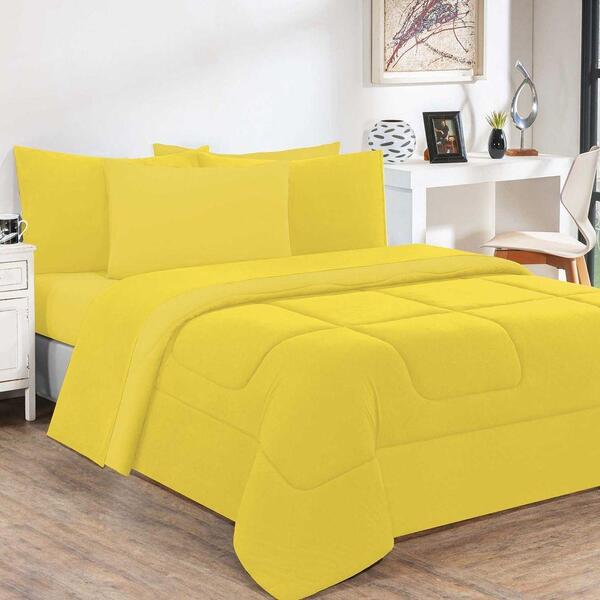 Kit Edredom 2 Peças Solteiro Amarelo Amarelo