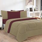 Kit Edredom 3 Peças Queen Avelã Vinho